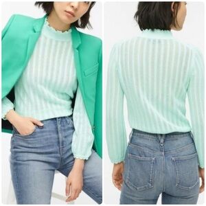 J.Crew Pointelle Ruffle Mockneck Sweater Mint